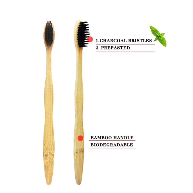 Bamboo Toothbrush Prepasted Disposable Toothbrsuh Soft Bristles Prepasted Toothbrush,Disposable Toothbrsuh (24 Pieces)