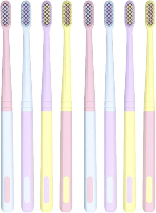 Flexible Small Head Toothbrush 8pcs for Adults with Soft Bristles, Gum Care Manual Toothbrush Set for Home and Travel Use