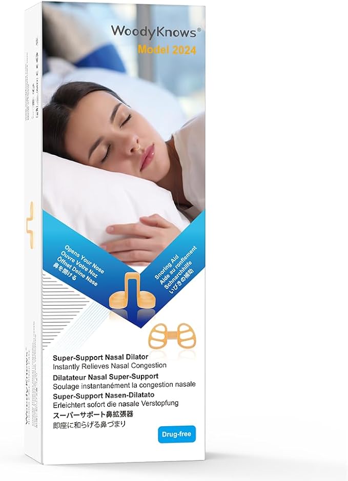 WoodyKnows Super-Support Nasal Dilator, Model Standard, Improves Sleep and Sports Airflow, Nasal Congestion and Nose-Related snoring aid (L 8Pack)