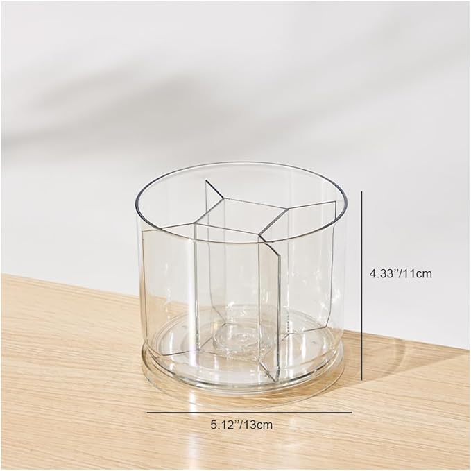 Makeup Brush Holder 360 Rotating Makeup Brushes Organizer for Vanity, 5 Slots Makeup Organizers & Storage, Multi-Functional Pencil Pen Holder for Desk, Cosmetic Storage Container Cup (Clear)