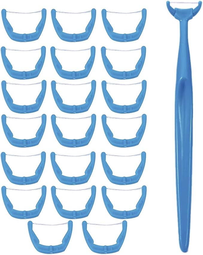 1 Piece Reusable Dental Floss Holder Handle +100 Pieces Replacement Floss Heads Teeth Stick Toothpicks Floss to Clean Between The Tooth