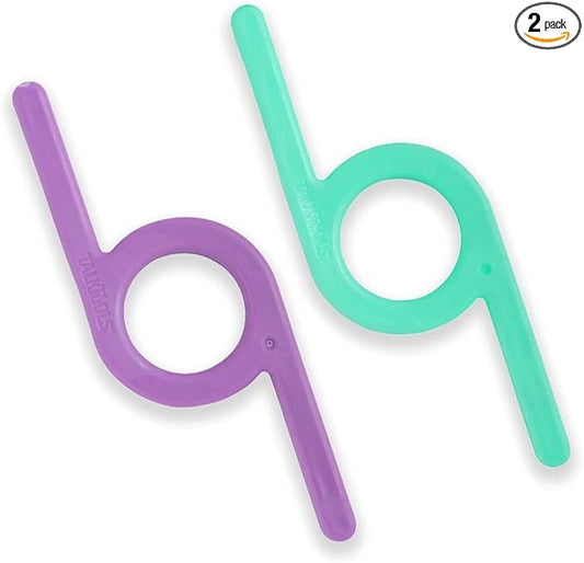 TalkTools Chewy | Oral Motor Sensory Tool for Kids and Toddlers | Therapy Tools to Improve Chewing and Biting (Green and Purple, 2 Count (Pack of 1))
