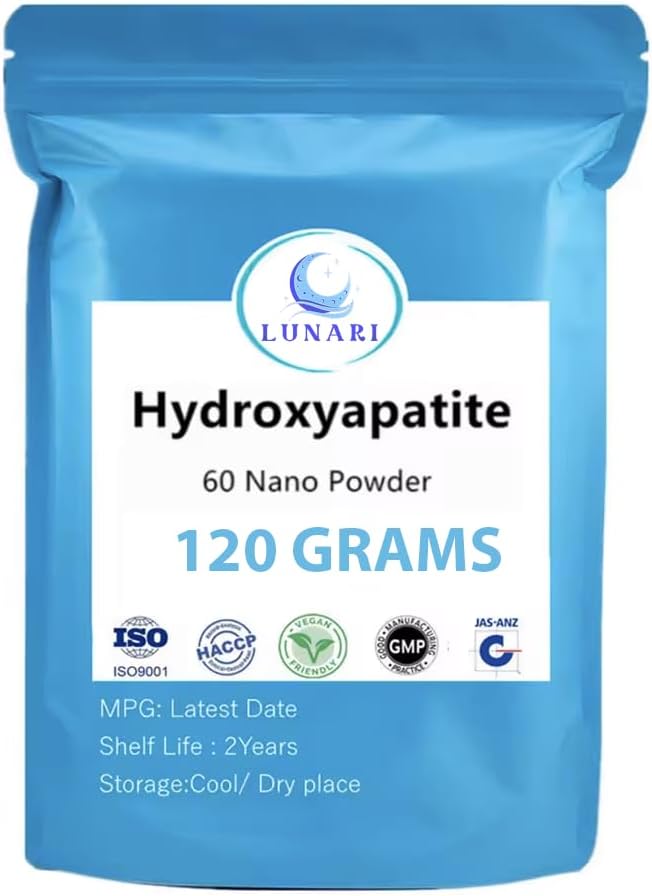 100% Pure Nano Hydroxyapatite Tooth Powder – Enamel Remineralization Support, Fluoride-Free Toothpaste Additive for Sensitivity & Cavity Defense, Pure HAp Powder 120 Grams