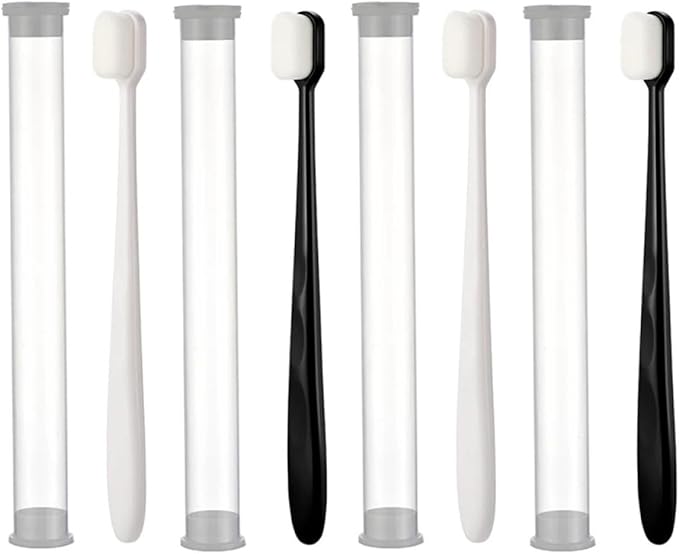 Veemoon Soft Micro-Nano Toothbrush 4Pcs Set with Supple Bristles, Flat Head and Wave Design, Household Oral Care Tool for Adults Teeth Cleaning