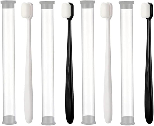 Veemoon Soft Micro-Nano Toothbrush 4Pcs Set with Supple Bristles, Flat Head and Wave Design, Household Oral Care Tool for Adults Teeth Cleaning
