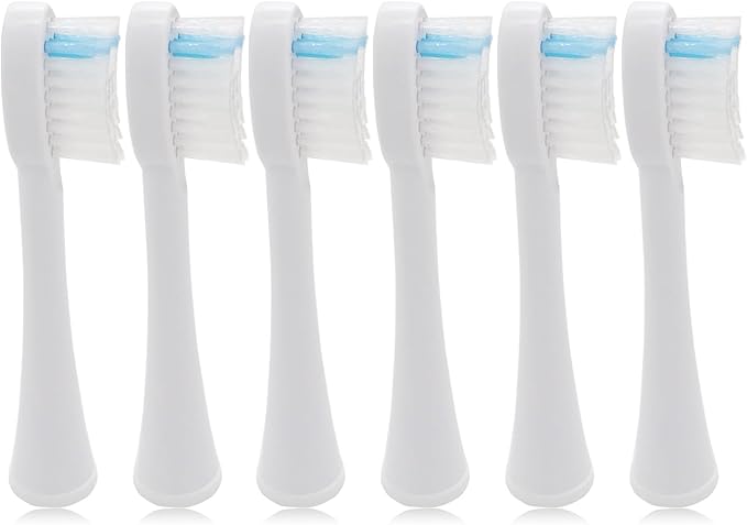 Toothbrush Heads Replacement for Waterpik SF-02W, SF-03W, SF-01W Sonic Fushion 2.0 Model, Brush Head with Cover 6 PCS, White