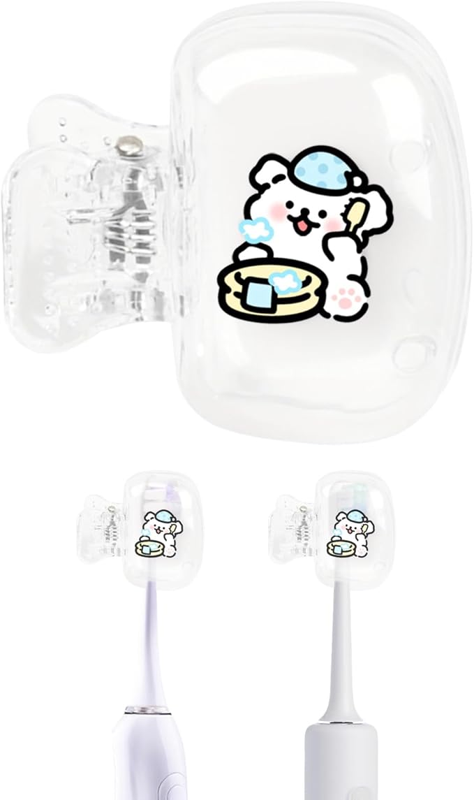 Upgrade Travel Toothbrush Head Covers Toothbrush Protector Cap Brush Pod Case Protective Portable Plastic Clip for Household Travel, Bathroom, School, Camping, Business (E, 2 Pack)