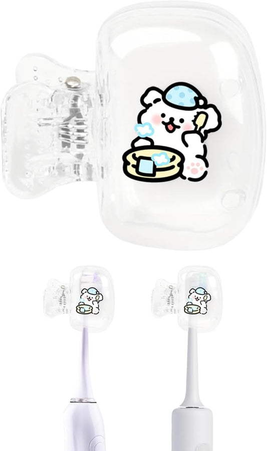 Upgrade Travel Toothbrush Head Covers Toothbrush Protector Cap Brush Pod Case Protective Portable Plastic Clip for Household Travel, Bathroom, School, Camping, Business (E, 2 Pack)