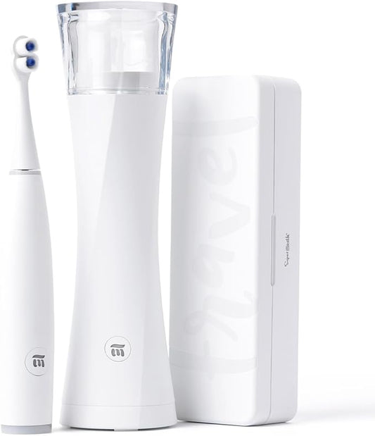 SuperMouth ULTIM8 SmartBrush™ System – Electric Toothbrush with Patented SuperBristles®, Sanitizing SmartHub®, Travel SmartCase®, Dual Sonic Modes, and Pressure Sensor – White