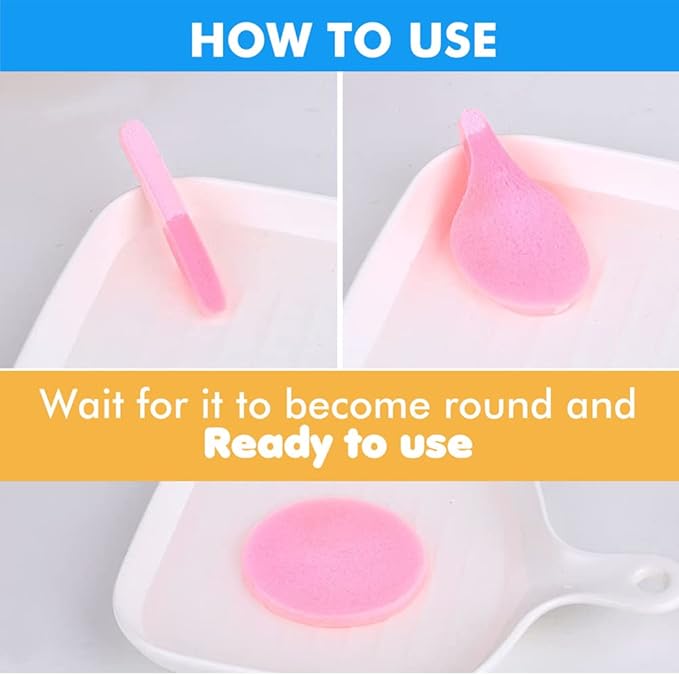 Compressed Facial Sponge,Reusable Makeup Blender 60 Count,Soft Round Wash Sponges for Estheticians Makeup Removal,Face Cleansing Exfoliating Compress Spa Pads for Women,Pink
