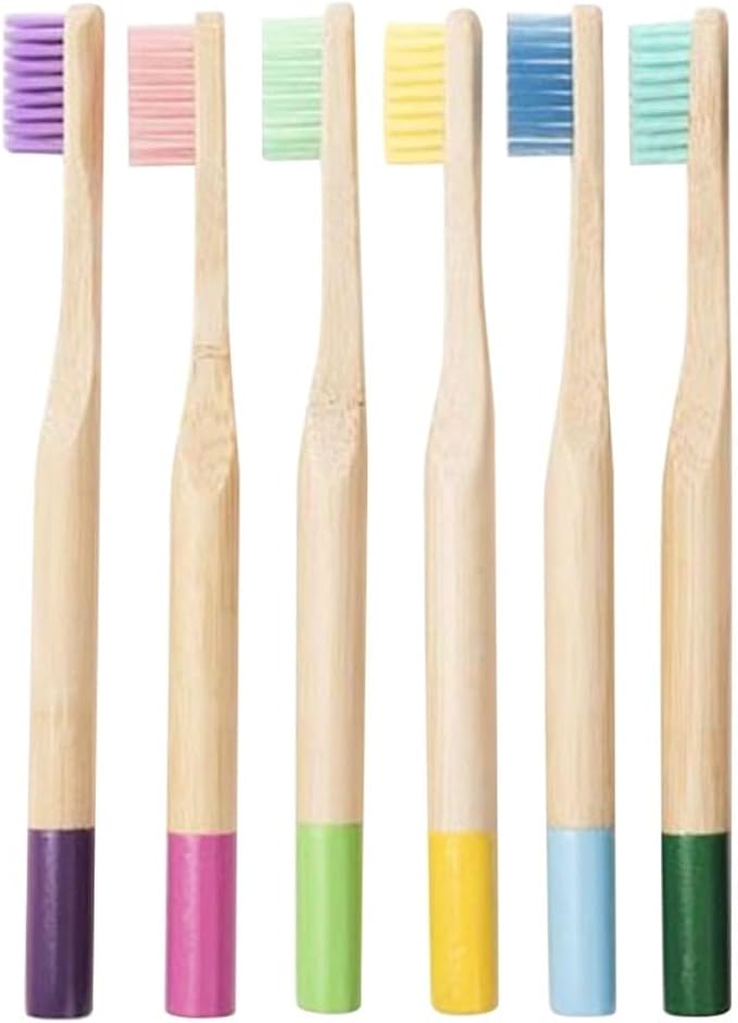 TEHAUX 6PCS Toothbrush with Soft Bristles Ergonomic Anti-Slip Handles in Colors for Oral Care and Complete Teeth Cleaning