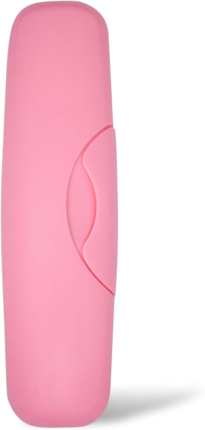 RADIUS Toothbrush Travel Case – Fits Big Brush w/Replaceable Head, Original, Flex & Scuba BPA-Free Recycled Plastic, Portable, Durable & Eco-Friendly for Home, School, Travel, Pastel Pink