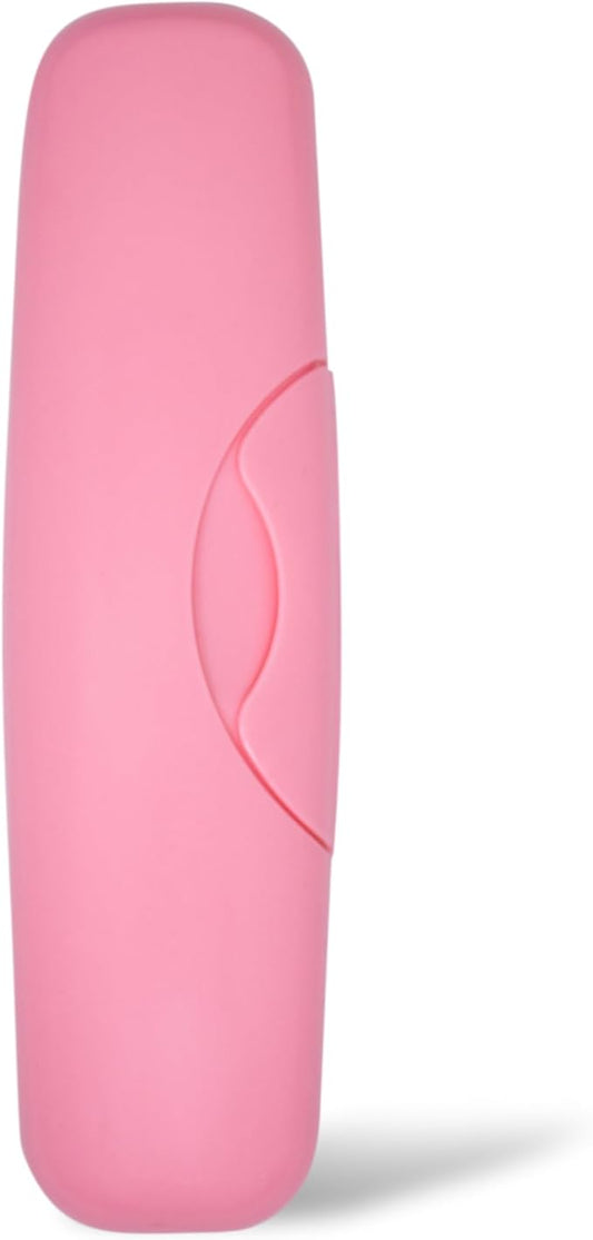 RADIUS Toothbrush Travel Case – Fits Big Brush w/Replaceable Head, Original, Flex & Scuba BPA-Free Recycled Plastic, Portable, Durable & Eco-Friendly for Home, School, Travel, Pastel Pink