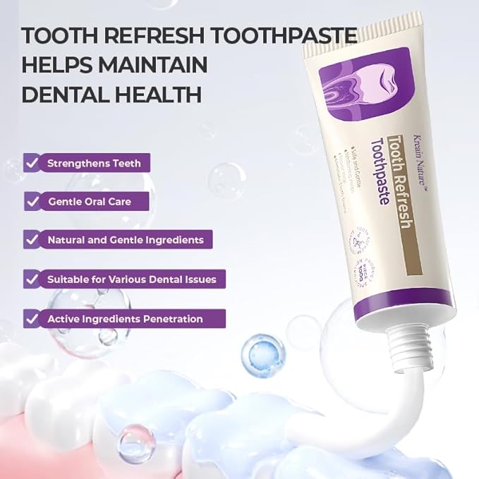 Kreain Nature Whitening Toothpaste, Fresh Breath Formula, Natural Oral Care & Enamel Repair, Helps Remove Coffee, Tea & Wine Stains, Fresh Minty Gel, 3.5 Oz Tube