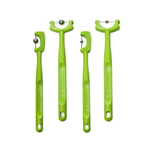 Tongue Tip Lateralization and Elevation Tools | Therapeutic Tool Set for Apraxia, Dysarthria | Improve Feeding Skills, Speech Clarity and Jaw Stability | Jaw Alignment - Set of 4 - Inst. Booklet -Lime