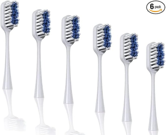6-Pack Pop Sonic Replacement Toothbrush Heads - Compatiable w/Go Plus - Toothbrush Head w/Super Soft Dupont Tynex Nylon Bristles