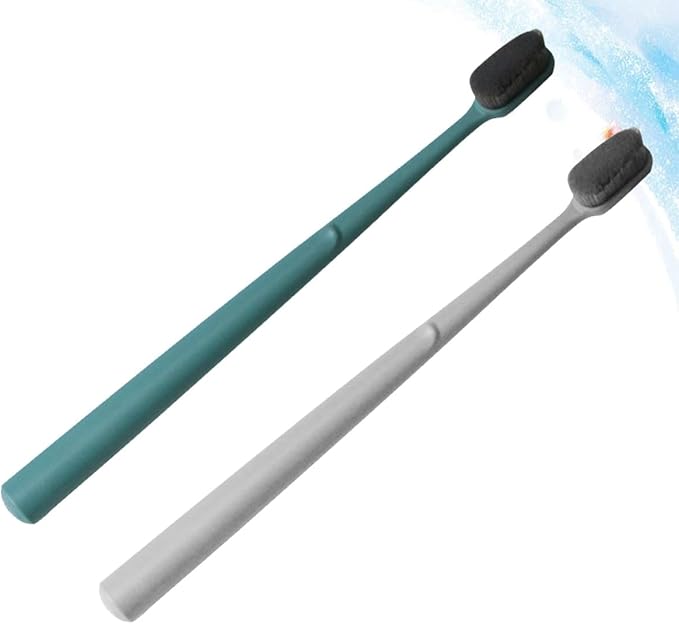 Adult Nylon Bristle Toothbrushes 2Pcs Portable Soft Manual Teeth Cleaning Tool for Travel and Daily Oral Care Random Color Random Color