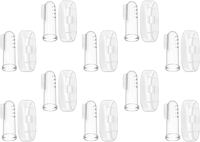 10 Sets Silicone Finger Toothbrushes with Double-Sided Soft Bristles and Gum Massage Bumps for Newborns and Boy Girl Safe and Gentle Oral Care with Storage Cases