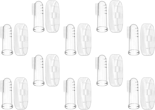 10 Sets Silicone Finger Toothbrushes with Double-Sided Soft Bristles and Gum Massage Bumps for Newborns and Boy Girl Safe and Gentle Oral Care with Storage Cases