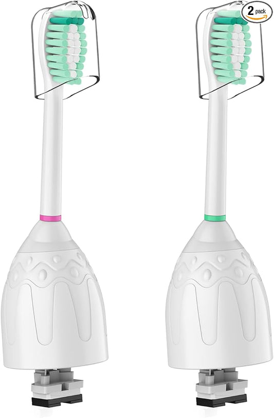 Toothbrush Heads for Philips Sonicare Replacement Brush Heads Medium Soft Dupont Bristles Electric Toothbrush Replacement Heads Fit E-Series Essence Xtreme Elite Advance and CleanCare, 2 Pack, White