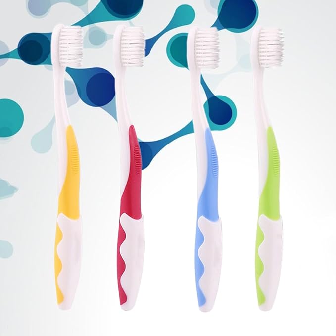 TOVINANNA 4Pcs Soft Bristle Training Toothbrushes with Anti-Slip Handle for Ages Oral Care Tool in Green Blue Yellow Red Comfortable Grip
