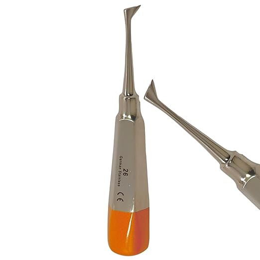 Root and Tooth Extraction Dental Cryer Elevator Pick, Sharp Angled Tip, Color-Coded Handle Ends | Autoclave-Safe German Stainless Steel Dental Instruments (1, #26 Cryer - Gold End)
