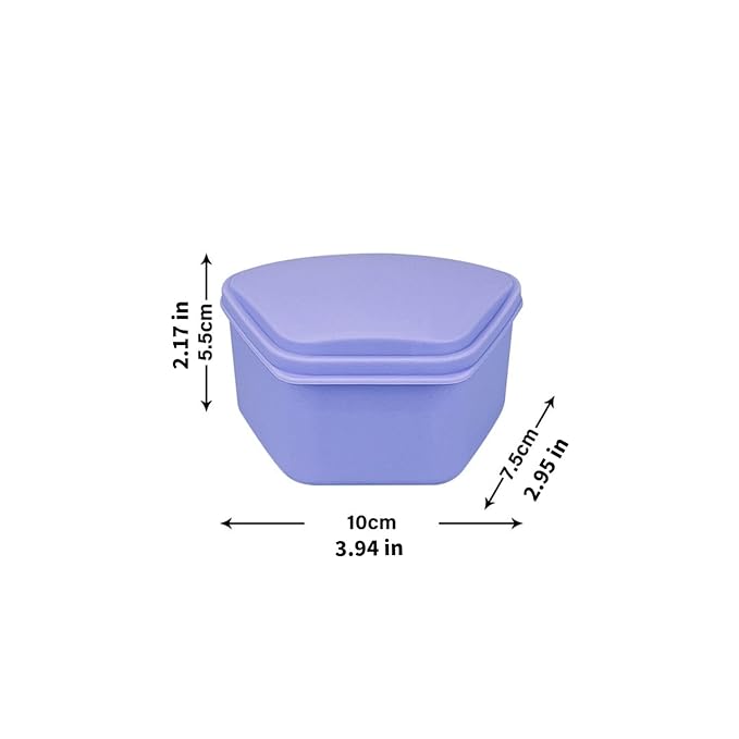 2PCS Trapezoid Retainer Case, Convenient Mouth Guard Cases, Multicolored Denture Bath Box for Aligner, Retainers, Mouth Guard, Night Guard, Travel Cleaning