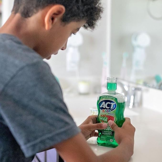ACT Kids Anticavity Fluoride Mouthwash, Sugar & Alcohol Free Mouth Rinse Strengthens Teeth, Wild Watermelon, 16.9 fl. oz.(Pack of 3)