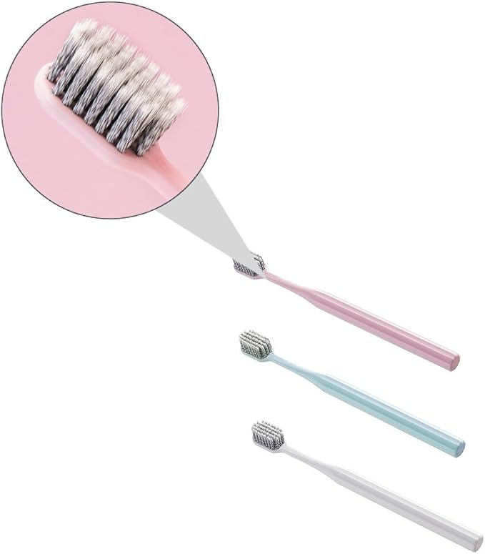 VILLCASE Soft-Bristle Toothbrush Set 3pcs, Ultra-fine Spiral Bristles, Manual Toothbrush for Adults, Personal Oral Care for Daily Use
