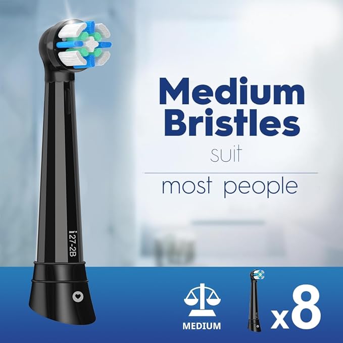 8 Pcs IO Replacement Heads Compatible with Braun Oral B iO 2/3/4/5/6/7/8/9/10 Series Electric Toothbrushes, IO Brush Heads Compatible with Oral B iO for Teeth Clean (Black)