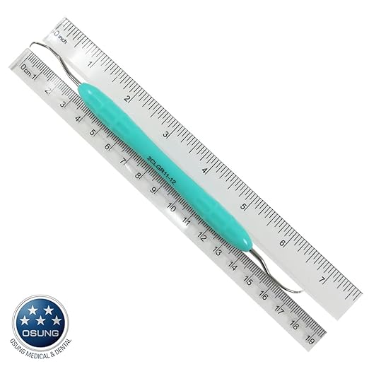 Osung 2CGR1-2 Gracey Dental Curette, Dental Curette Handle, Standard Curette, Autoclavable Silicone Instrument Handle, GR 11-12, Euro Style