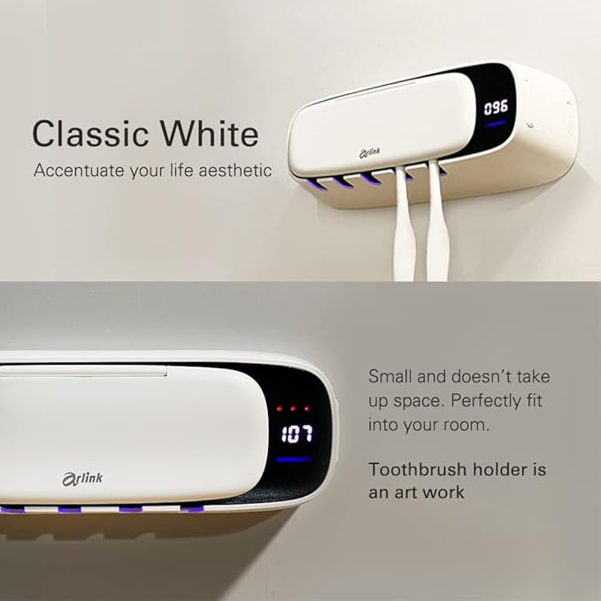 TS65 Toothbrush Heat Dryer Holder, 122°F Heat Drying, 5 toothbrushes Slot, Cordless & Rechargable, Simple Operation and Installation, Bathroom & Toilet Accessories,Taiwan Design
