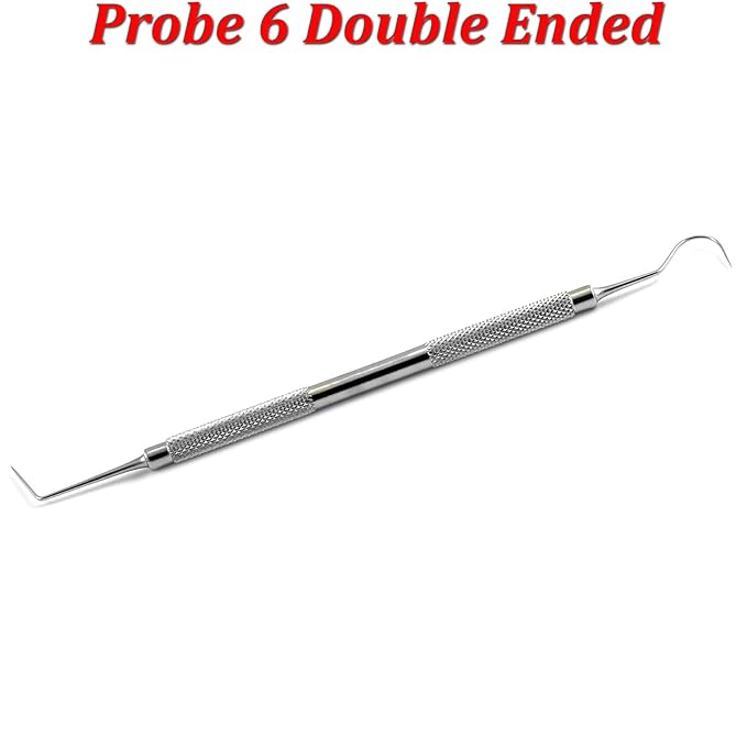 MEDSPO Professional Dental Probes | William Who | Explorer Root Canal Spreader Scaler | Mouth Mirror Tartar Remover | Dental Instruments (Probe 6 Double Ended)