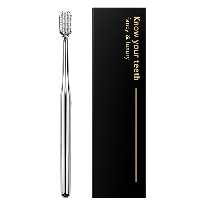 Z-VAPRESS Luxury Silver Manual Toothbrush Soft Bristles Better Gift Elegant Electroplated Design Perfect for Home, Hospitality or Travel Toothbrushes for Sensitive Teeth