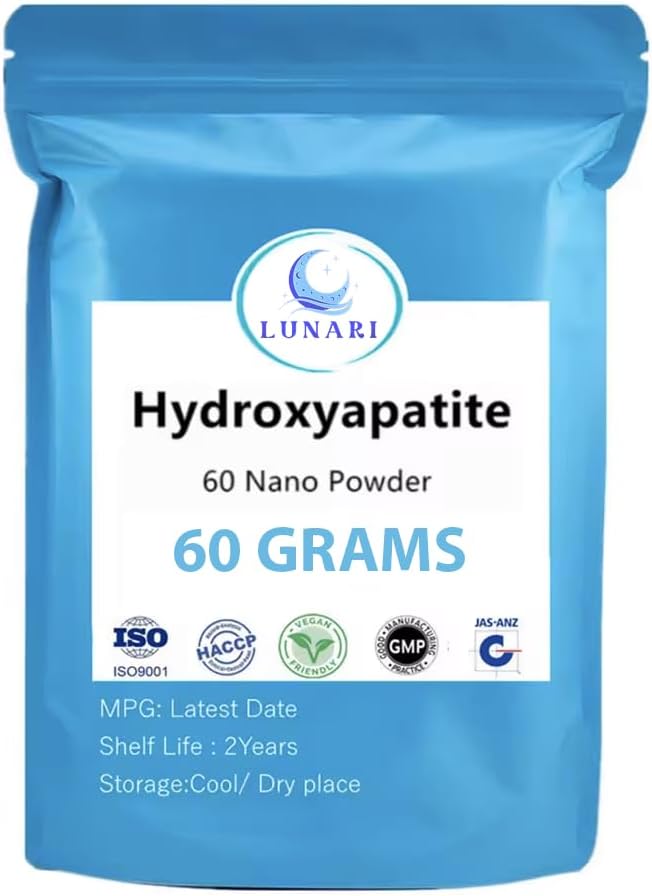 100% Pure Nano Hydroxyapatite Tooth Powder – Enamel Remineralization Support, Fluoride-Free Toothpaste Additive for Sensitivity & Cavity Defense, Pure HAp Powder 60 Grams