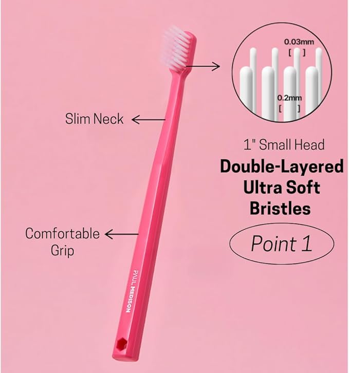 Extra Soft Toothbrushes for Adults, 20-Pack Ultra Fine Bristle Toothbrush Multipack with Covers | Small Head, Gentle on Sensitive Gums | Aesthetic Pink, Black & White Design