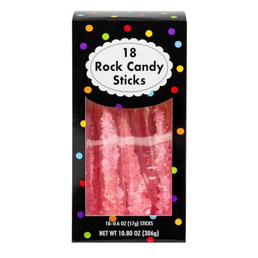 Amusemints Rock Candy Individually Wrapped Sticks (Pink) - 18 PC Box - Colorful Hard Candy, Perfect for Parties, Gifting & Nostalgic Treats
