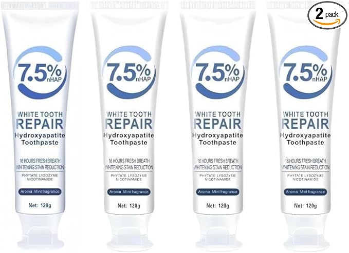 7.5% Hydroxyapatite Toothpastes for Enamel Protection & Tooth Strengthening, 7.5% Nano Hydroxyapatite Toothpaste White Tooth Repair, Fluoride-Free with Gentle Mint, Fresh Breath (4)