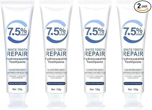 7.5% Hydroxyapatite Toothpastes for Enamel Protection & Tooth Strengthening, 7.5% Nano Hydroxyapatite Toothpaste White Tooth Repair, Fluoride-Free with Gentle Mint, Fresh Breath (4)