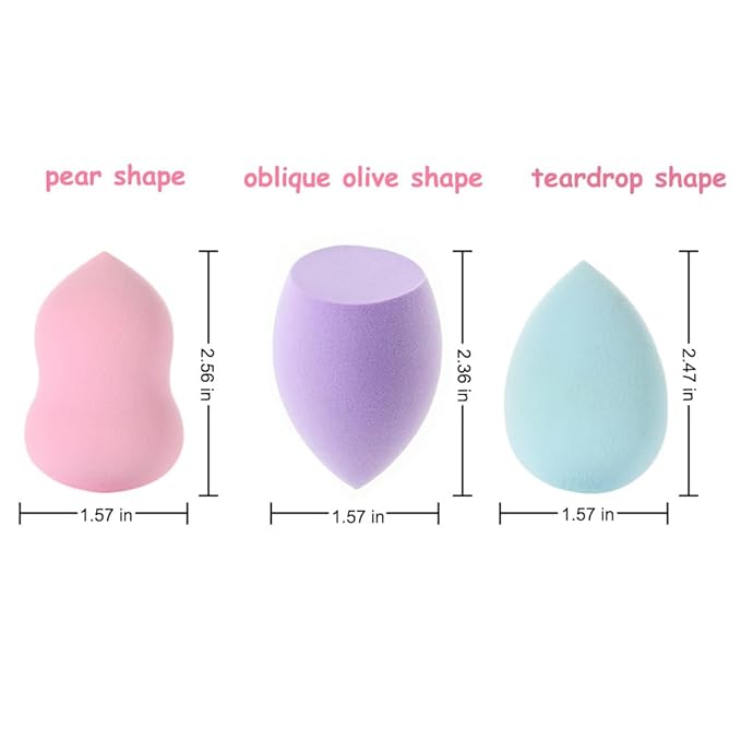 15 Pcs Makeup Sponges Set - 3 Shapes Beauty Blender Kit for Liquid, Cream & Powder Foundation, Concealer - Multi-Colored Soft Cosmetic Sponges (Pink/Nude/Purple/Green/Blue)