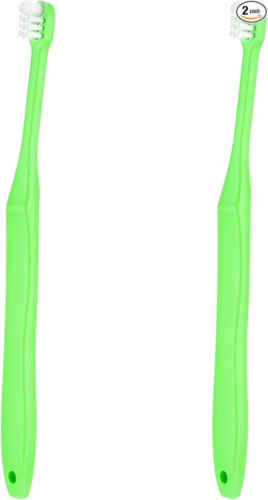 WLLHYF 2 Pieces Tuft Toothbrush Small Head End Tapered Wisdom Interdental Interspace Nursing Soft Tiny Toothbrush Orthodontic Periodontal Dental Products(Green)