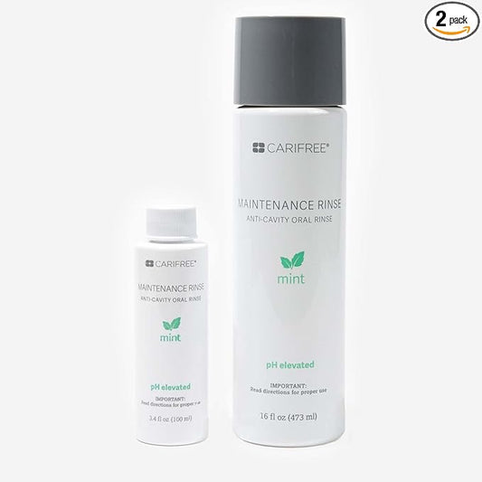 CariFree Maintenance Rinse, Mint (Full Size + Travel Sized) Fluoride Mouthwash | Anti-Cavity Oral Care | Xylitol | Elevated pH | Cavity Prevention | Alcohol Free