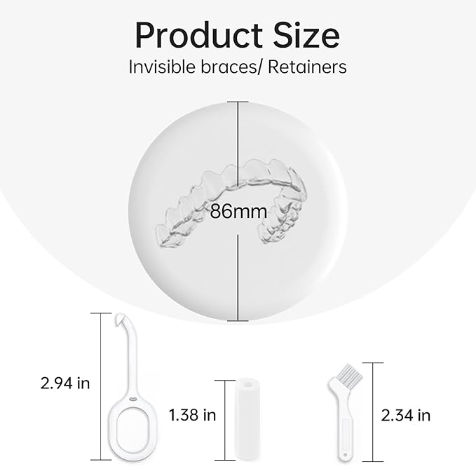 Retainer Case, Slim Aligner Case Compatible with Invisalign, Cute Retainer Box with Silicone Pad, White