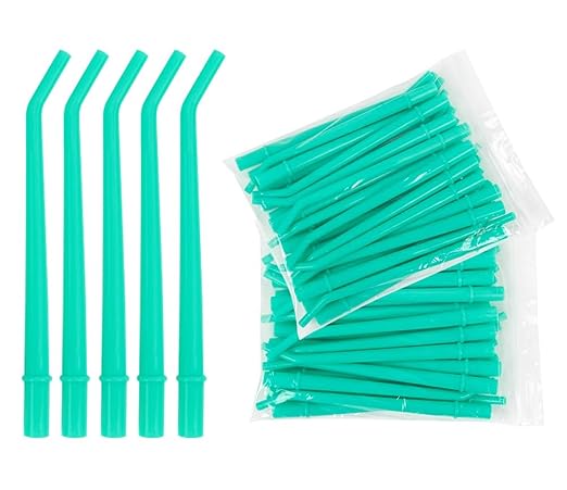 100 Dental Surgical Aspirator Green Suction Tips, 1/4 Inch Diameter, 4 Bags of 25 Tips