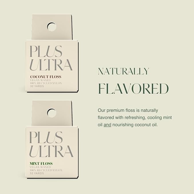 Plus Ultra Coconut Nylon Dental Floss with Reusable Bamboo Case | Made with Recycled Nylon and Vegan Wax | Zero Plastic | 32 Yards (Pack of 1)