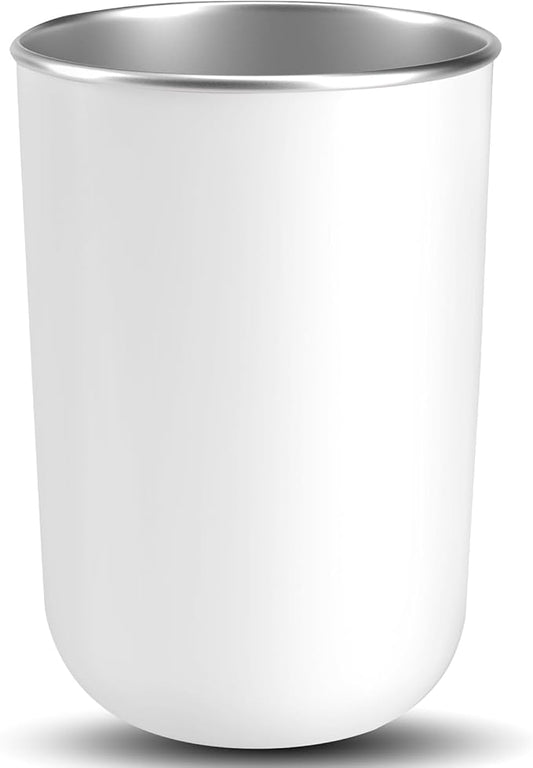 Stainless Steel Mouth wash Cup 12 oz Toothbrush Cup Stainless Steel Small Children Cups for Home，BPA-Free Insulated Tumbler for Home & Outdoor Activities drinking cup (gray white)