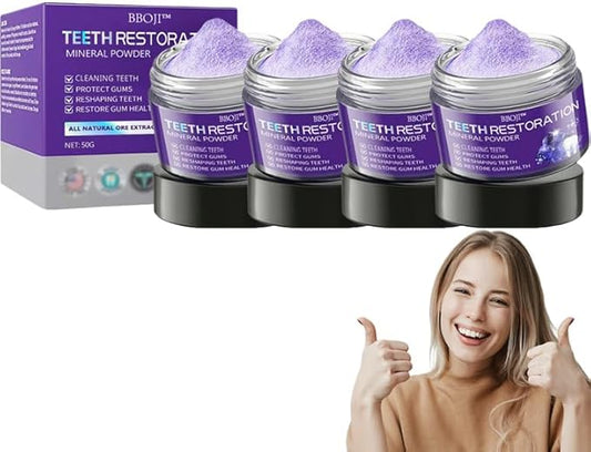 BBOJI Teeth Restoration Mineral Powder, Advanced Tooth Restoration Powder - Effective in Strengthening Teeth and Gums, Protect Gums and Freshen Breath (4 Pack)