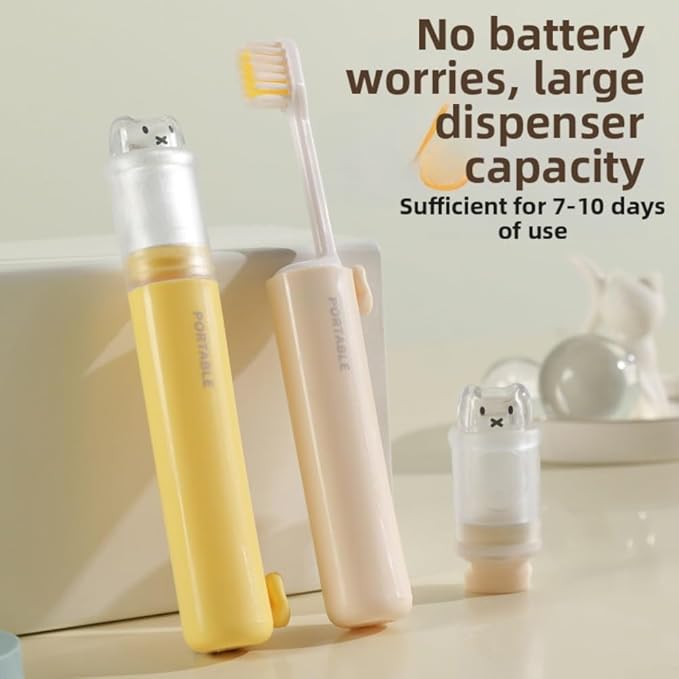 Portable 2-in-1 Travel Toothbrush Set with Compact PP Case and Soft Bristles for Gentle Cleaning, Integrated Toothpaste Storage Holder for On-the-Go Dental Care(Pink)