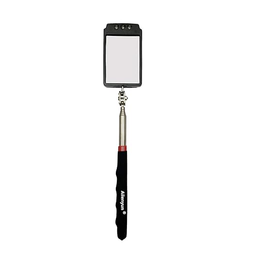 Telescopic Inspection Mirror with LED, Machine Inspection Mirror 360° Rotation, Convenient for car maintenancetmachine Inspection Flexible Diabetic Mirror for feet