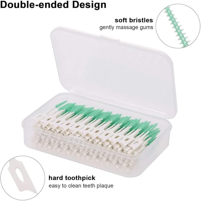 Interdental Brushes Ultra Tight Disposable Tooth Cleaner Brushes Silicone Toothpick Brush for Interdental Spaces Green 160Pcs/Box